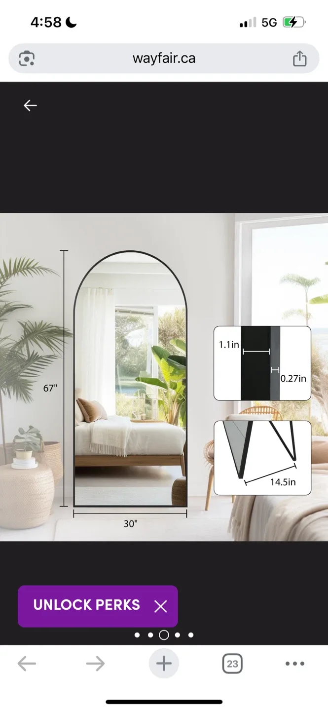 New Wayfair Arched Floor Mirror - Black Frame image indicator(2)