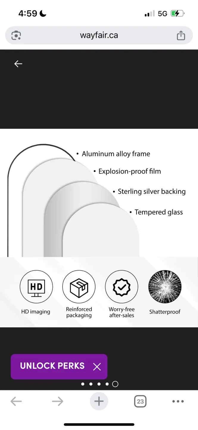 New Wayfair Arched Floor Mirror - Black Frame image indicator(5)