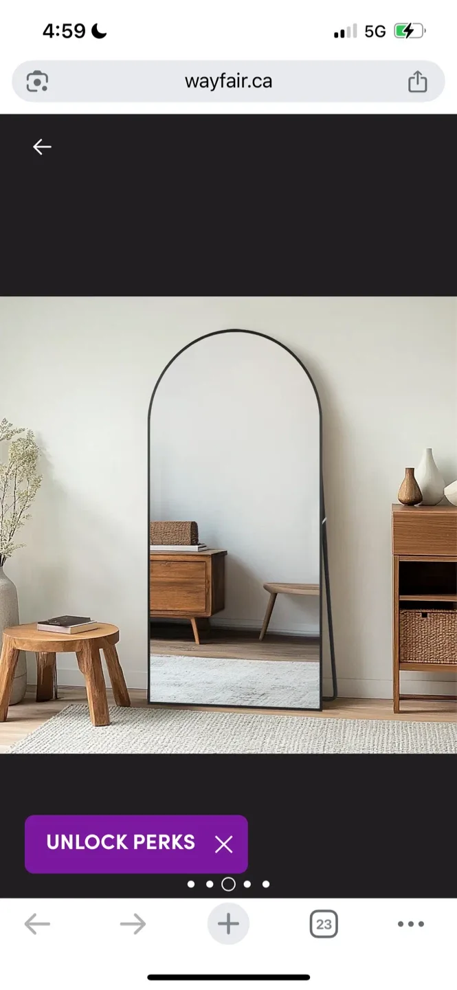 New Wayfair Arched Floor Mirror - Black Frame image indicator(8)