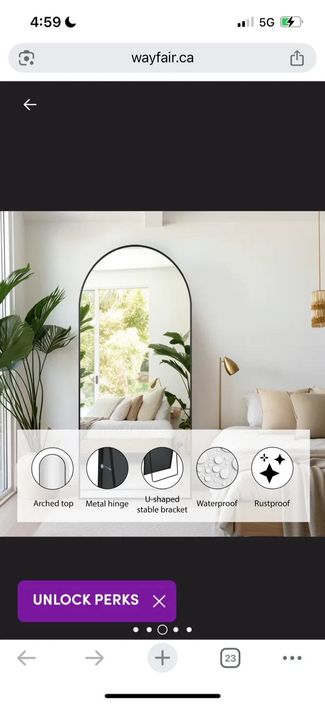 New Wayfair Arched Floor Mirror - Black Frame image indicator(7)