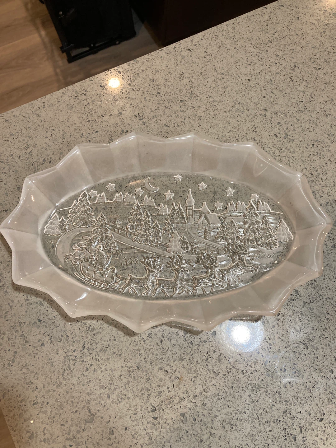Christmas Frosted Glass Serving Dish