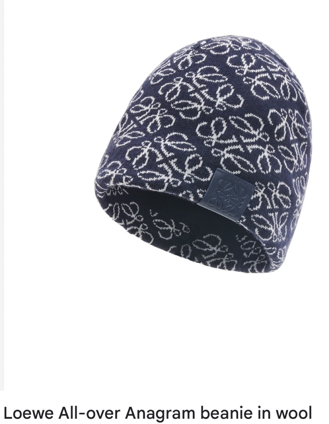 New Loewe All-Over Anagram Beanie - Navy/White - photo 5