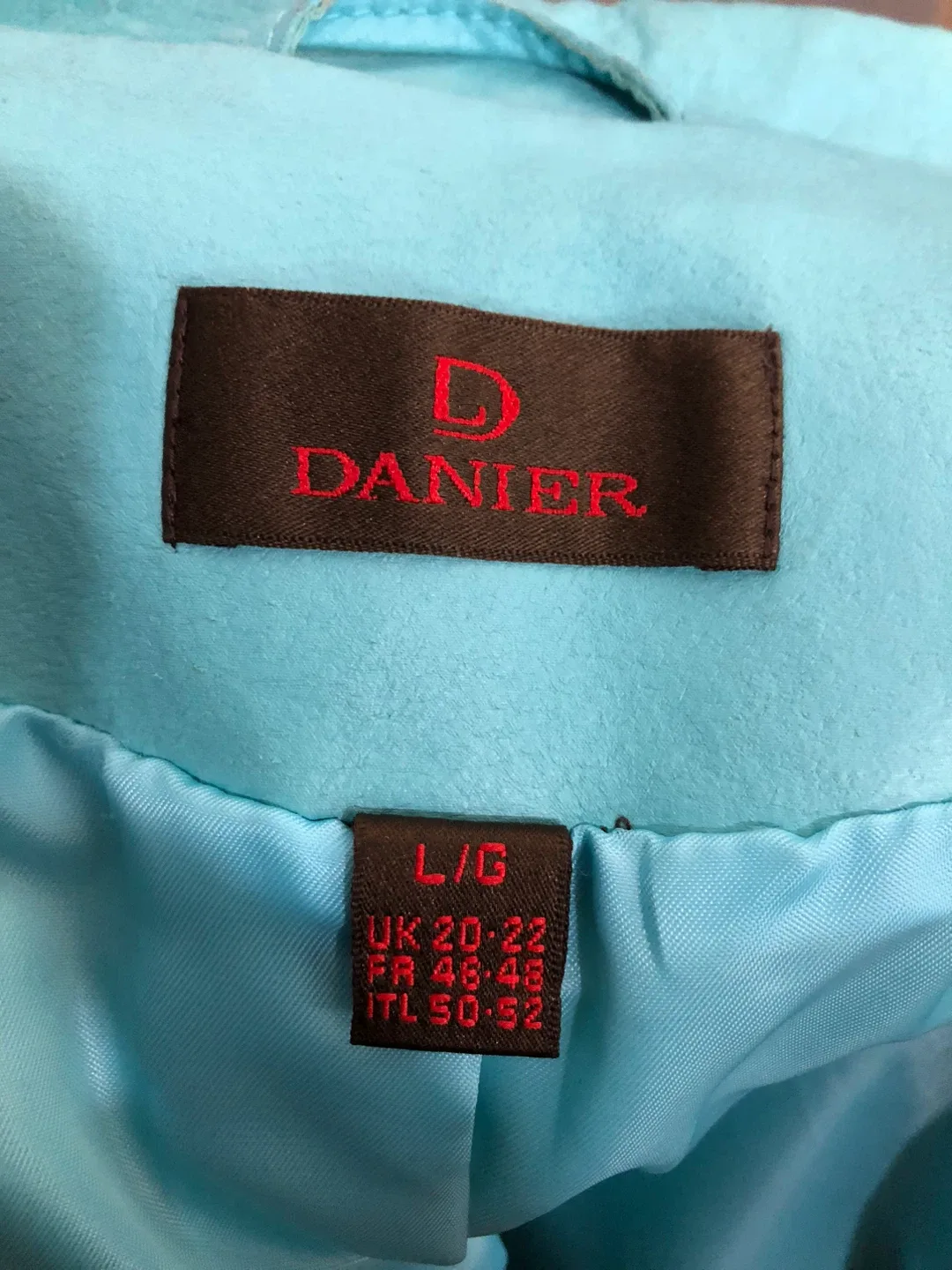 Women’s Teal Genuine Leather Jacket. Danier. Size Large. image indicator(9)