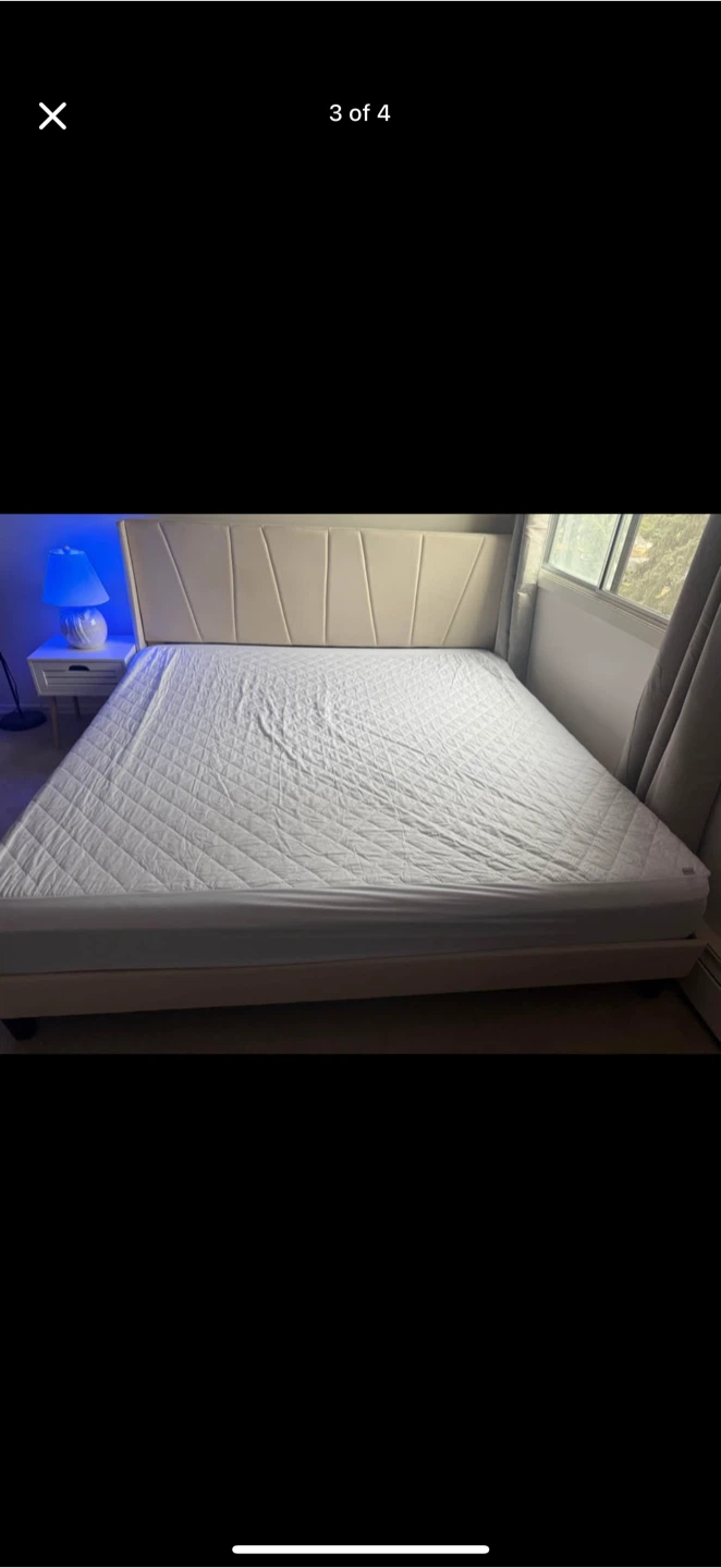 CALIFORNIA KING size bed frame, mattress with protector - photo 3