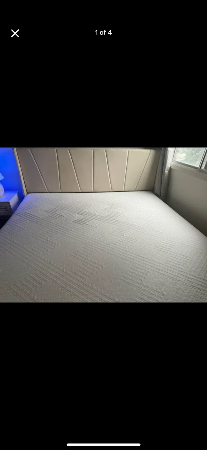 CALIFORNIA KING size bed frame, mattress with protector thumbnail