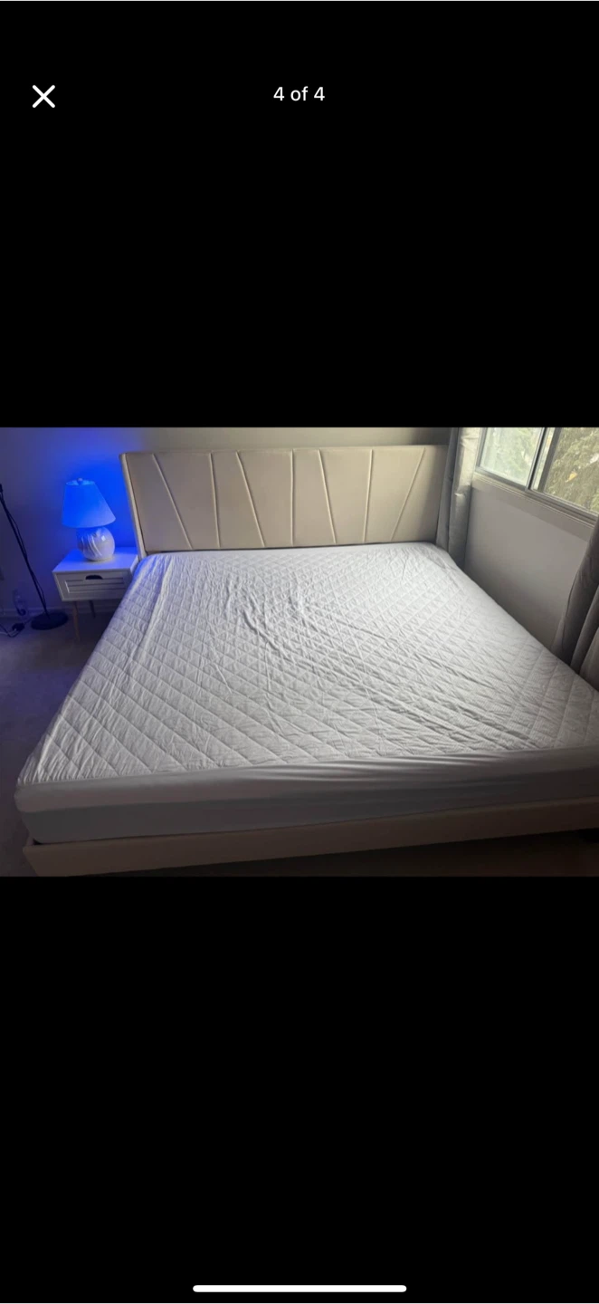 CALIFORNIA KING size bed frame, mattress with protector - photo 4