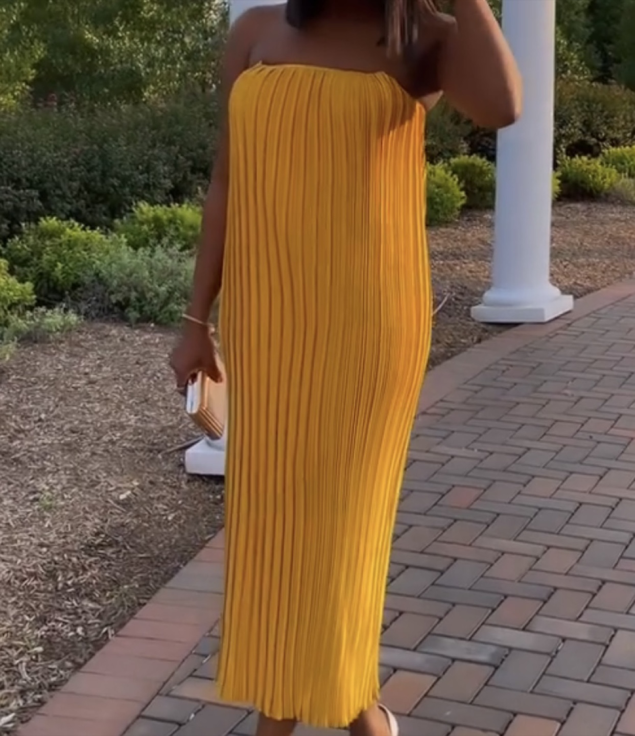 Yellow Pleated Dress - photo 2