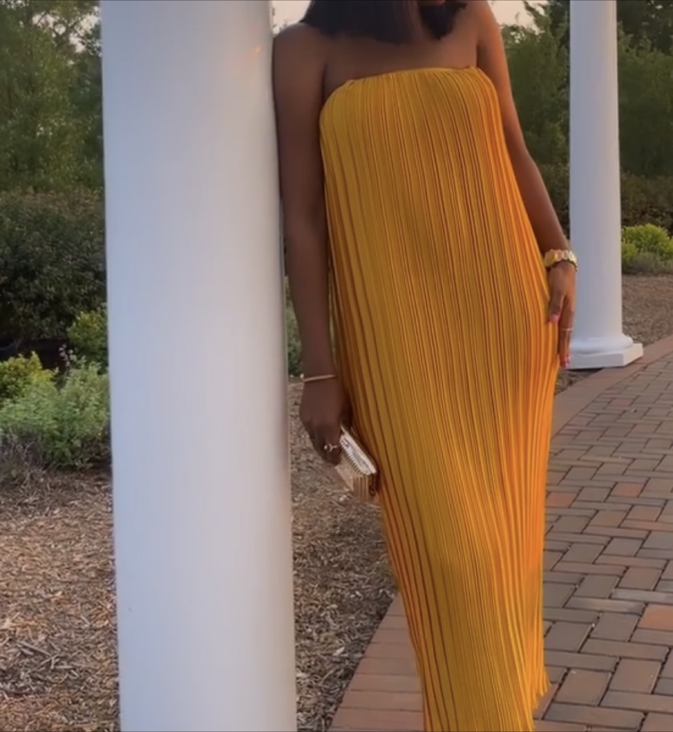 Yellow Pleated Dress