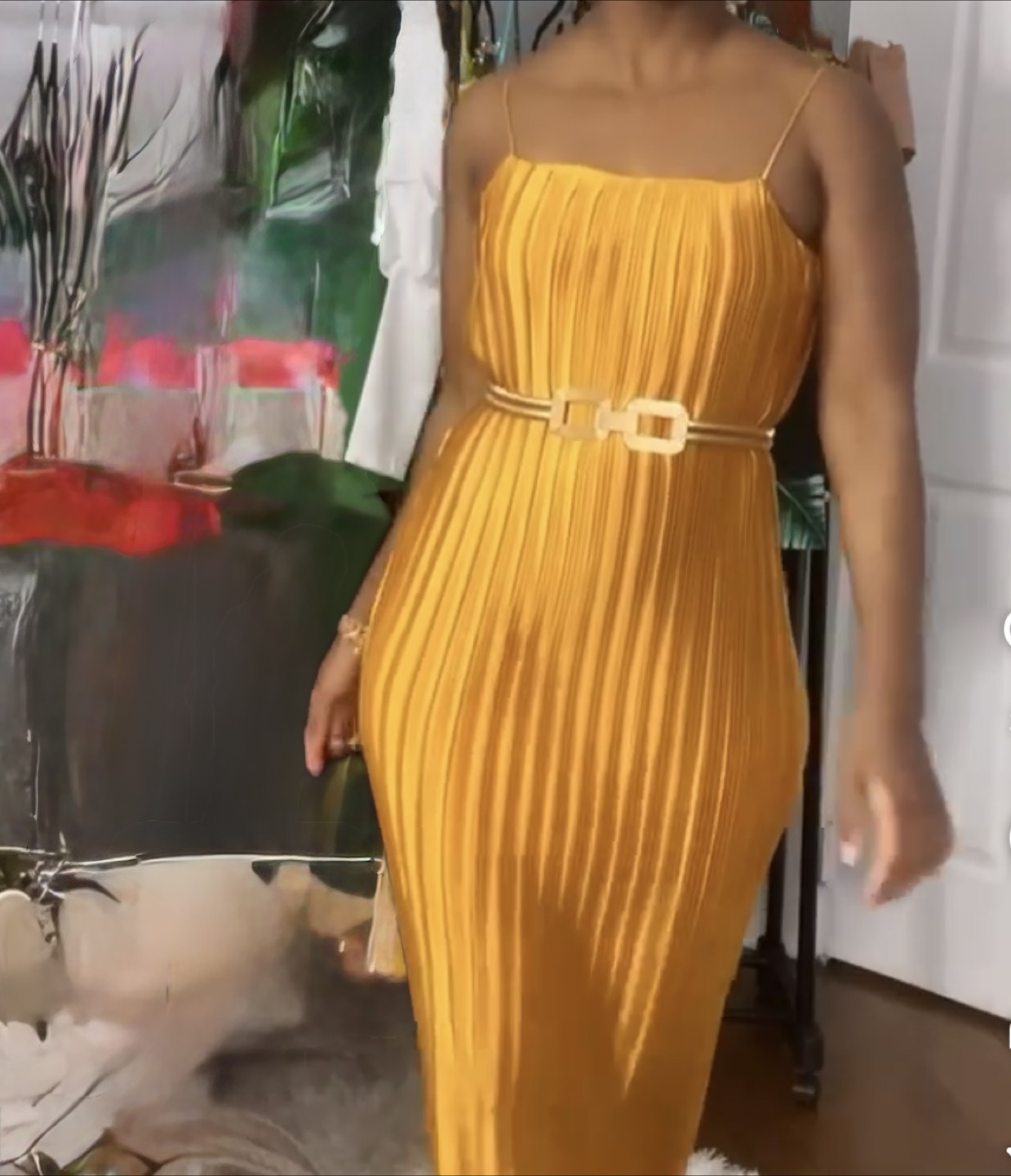 Yellow Pleated Dress - photo 4