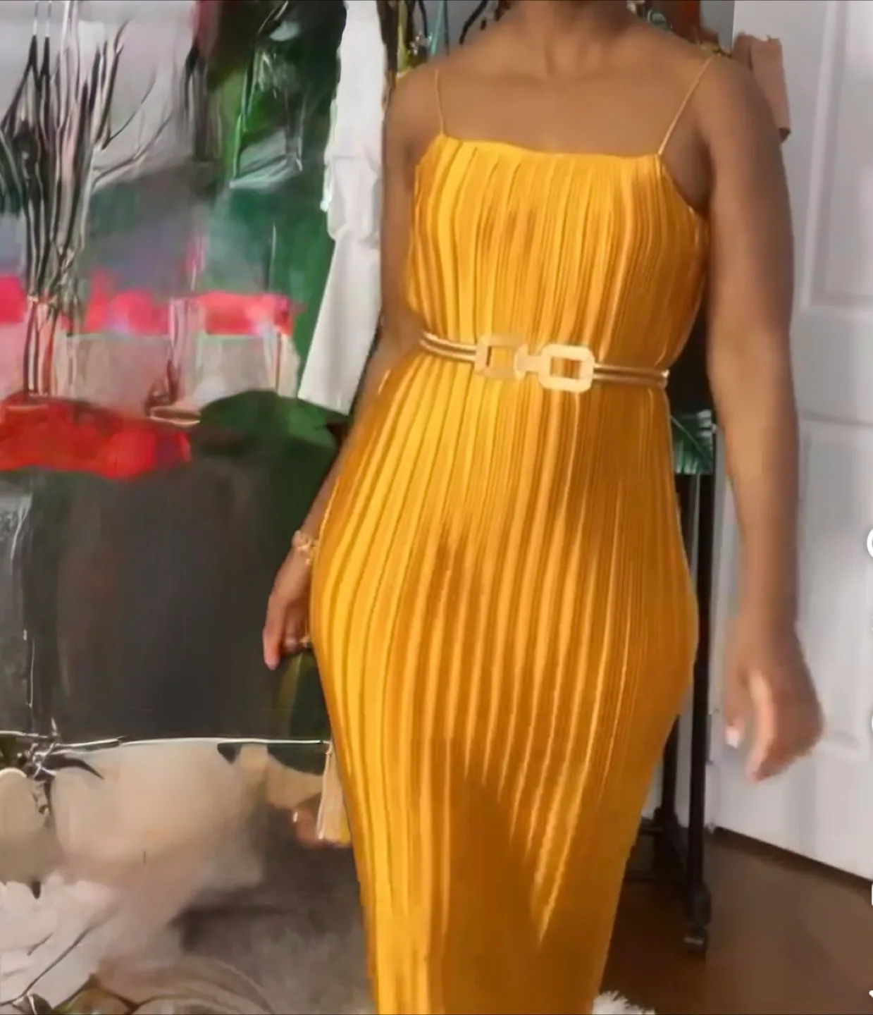Yellow Pleated Dress image indicator(4)