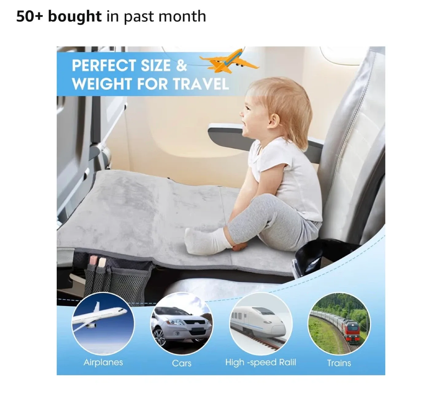 New  Toddler Travel Airplane Bed - Grey image indicator(3)
