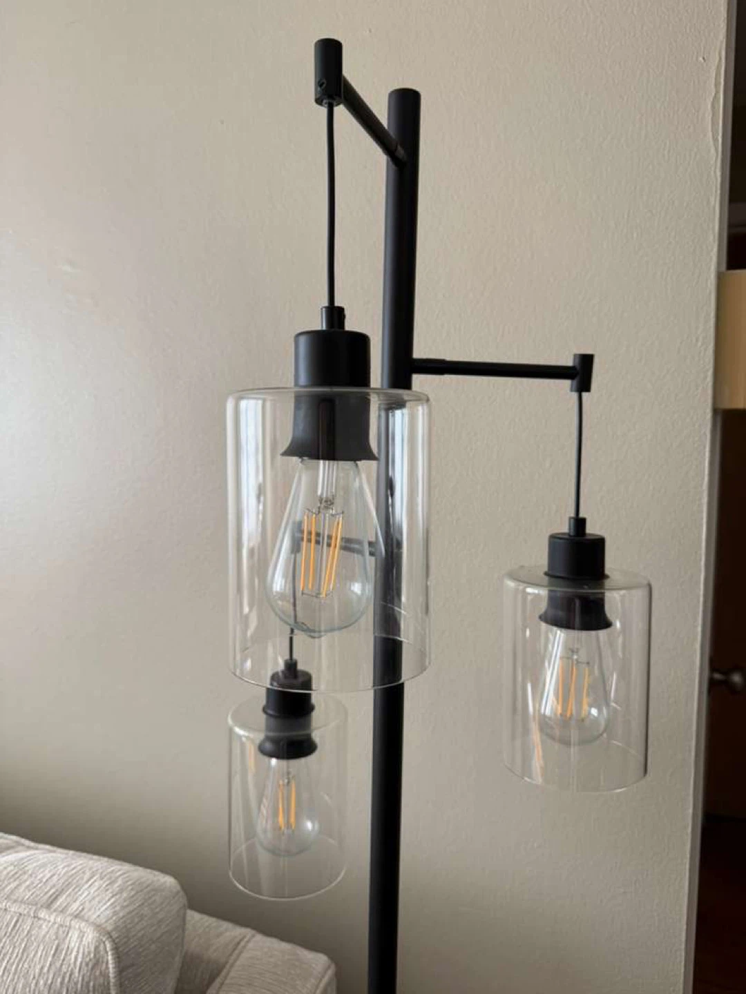 Modern Black 3-Light Glass Shade Floor Lamp - photo 2