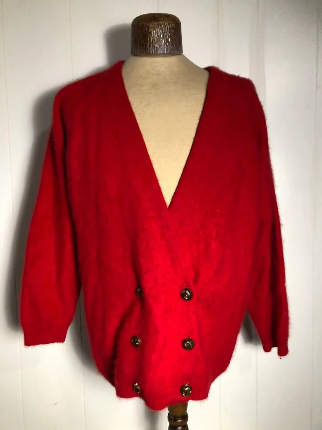 Women’s Vintage Soft Red Angora Sweater. Size XL. Parkhurst.