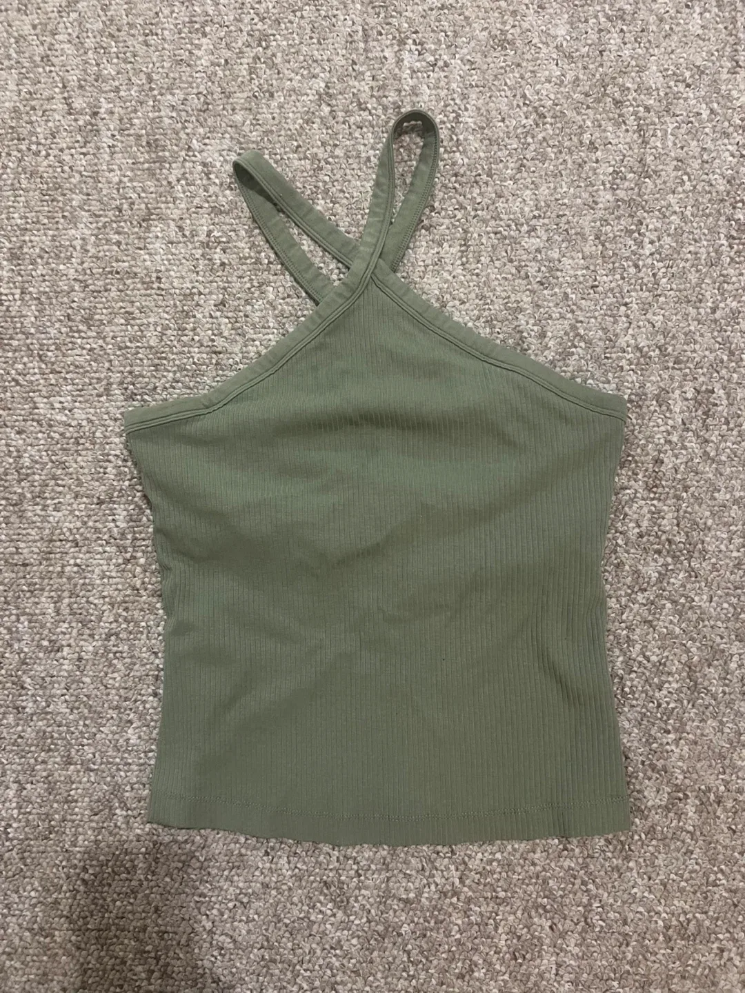 Green Ribbed Strappy Old Navy Top thumbnail