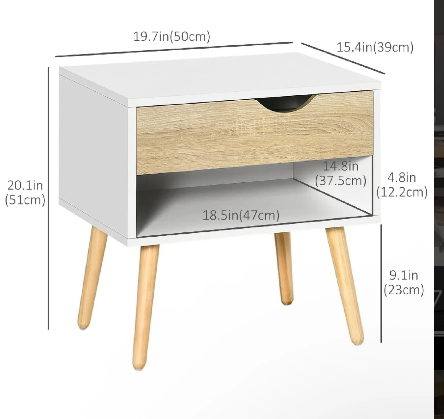 HOMCOM Set of 2 Bedside Table - photo 3