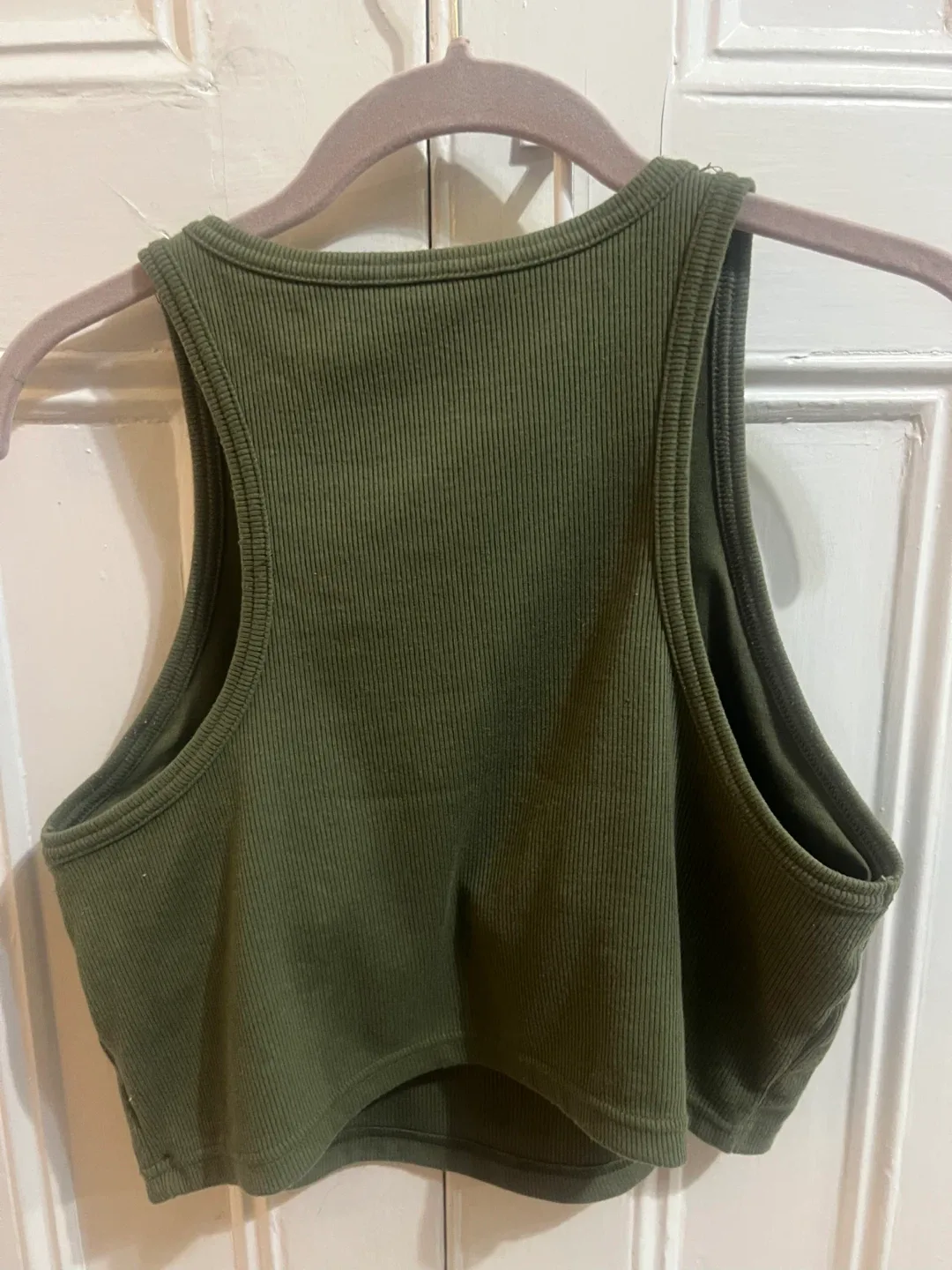 Aerie Offline Cropped Olive Green Tank Top - Size L image indicator(2)