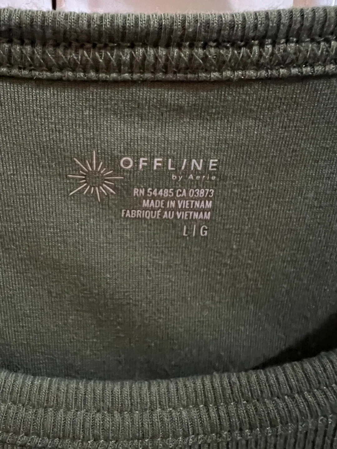 Aerie Offline Cropped Olive Green Tank Top - Size L image indicator(5)