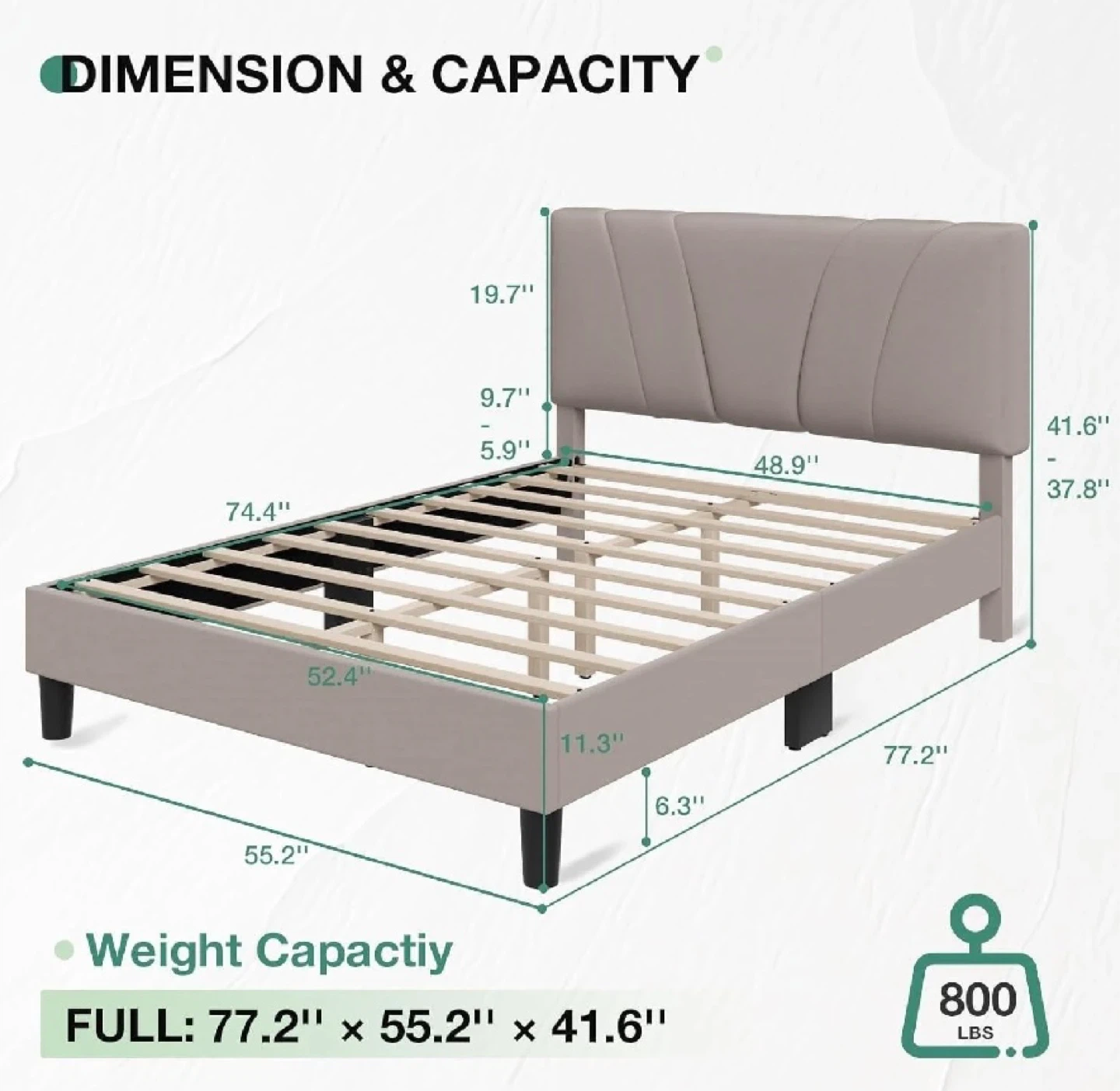 Novilla Full Size Bed Frame - photo 3