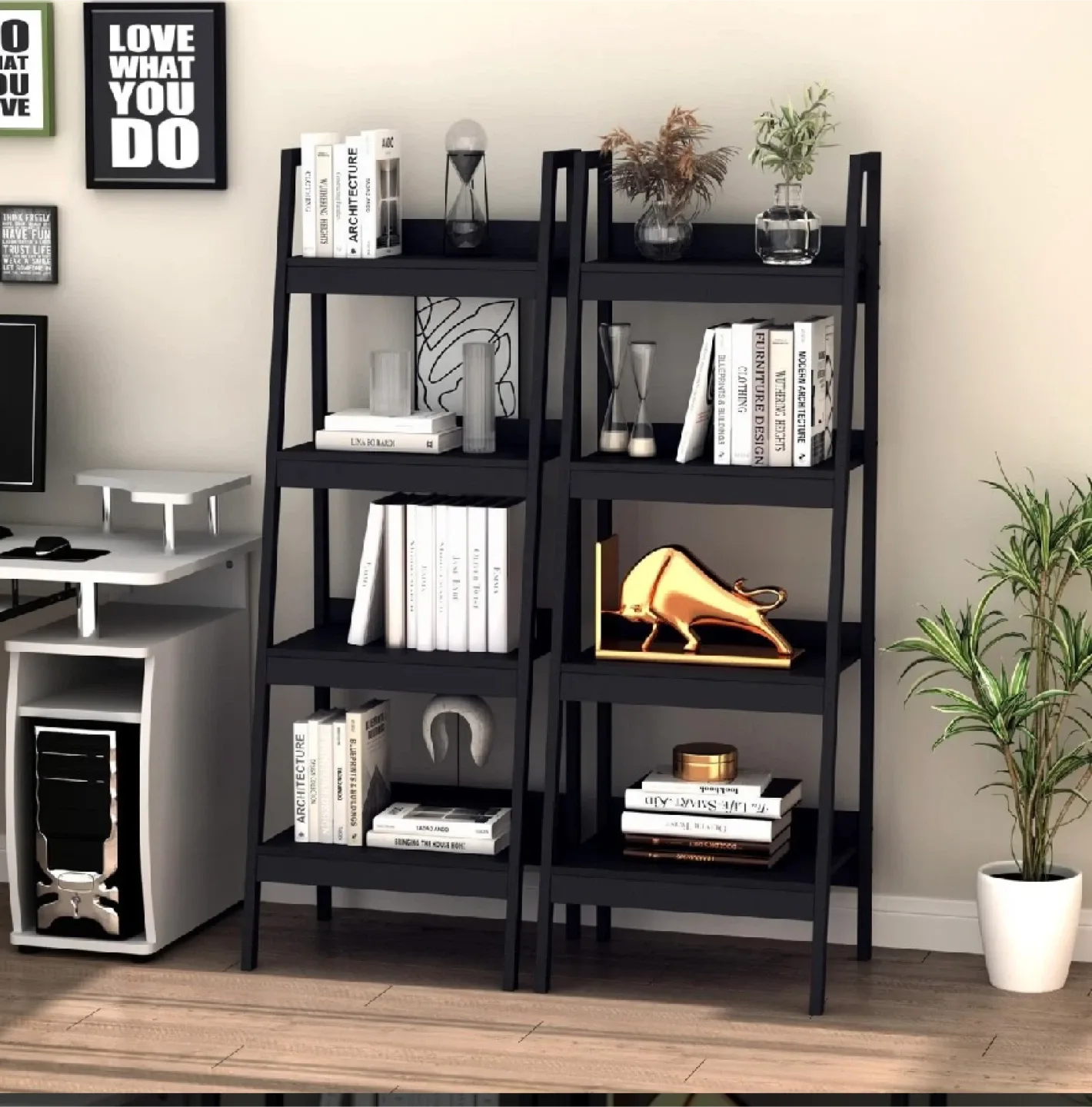 Brand New in Box Ladder Shelf Bookcase, Set of 2