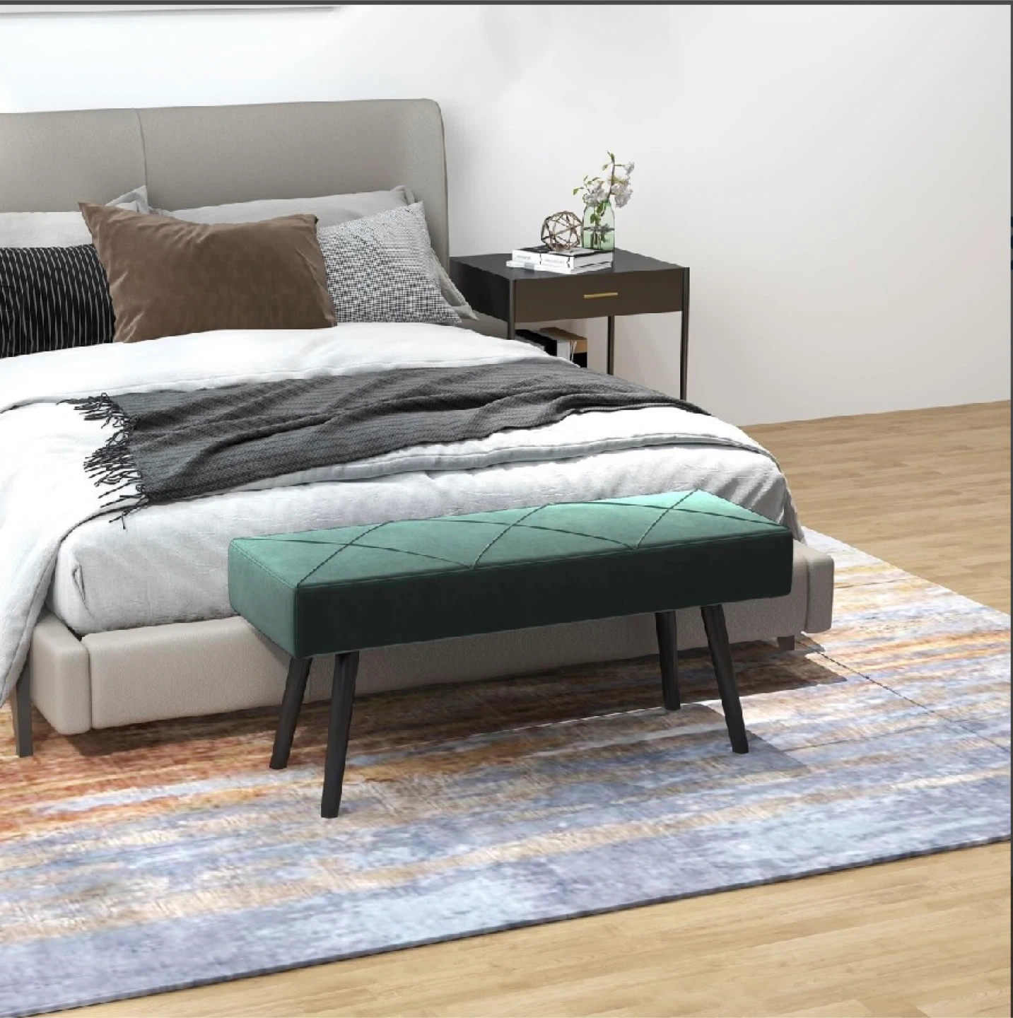 HOMCOM 39” Upholstered Bench