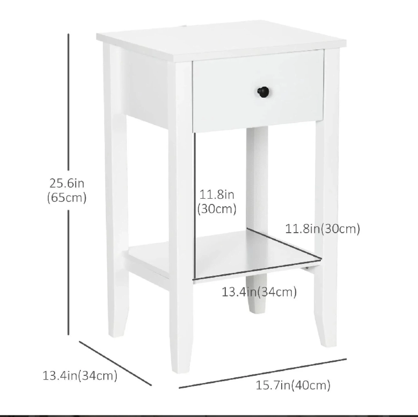 HOMCOM Side Table, White, Set of 2 - photo 3