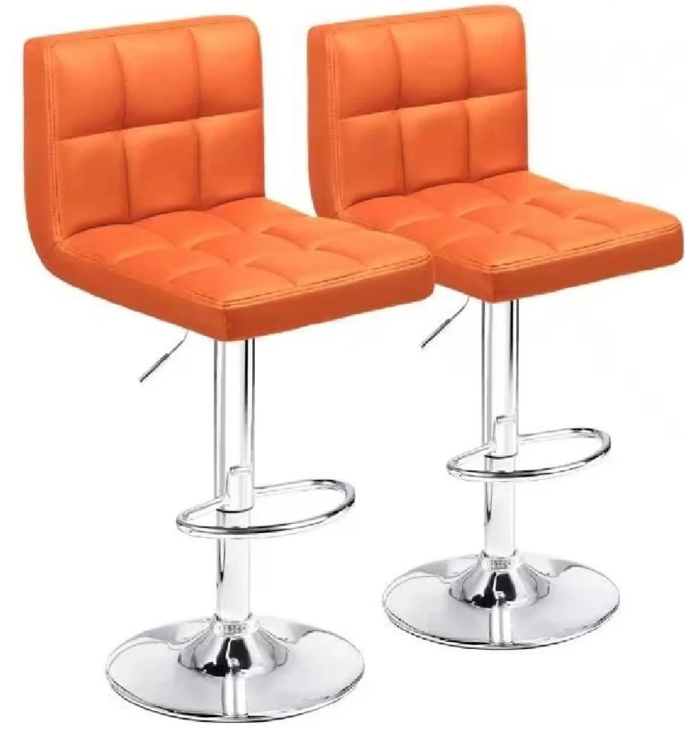 Orange Swivel Stools, Set of 2