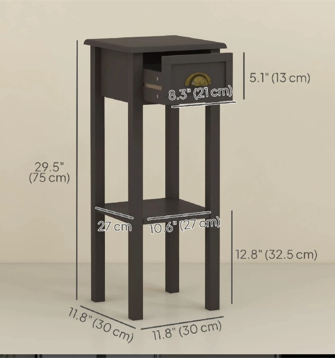 HOMCOM 2-Tier Side Table with Drawer - photo 4