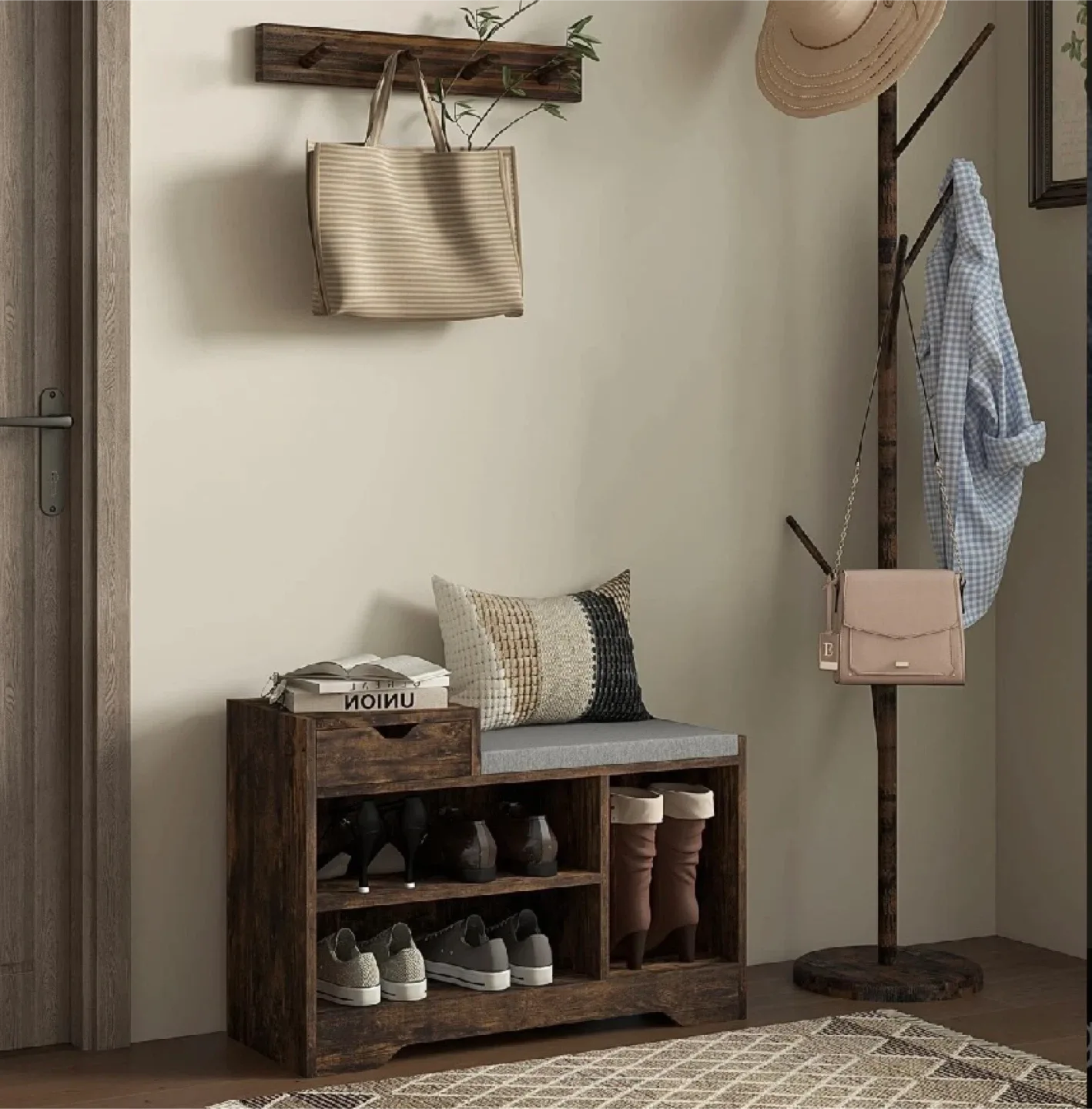 HOMCOM Upholstered Shoe Storage