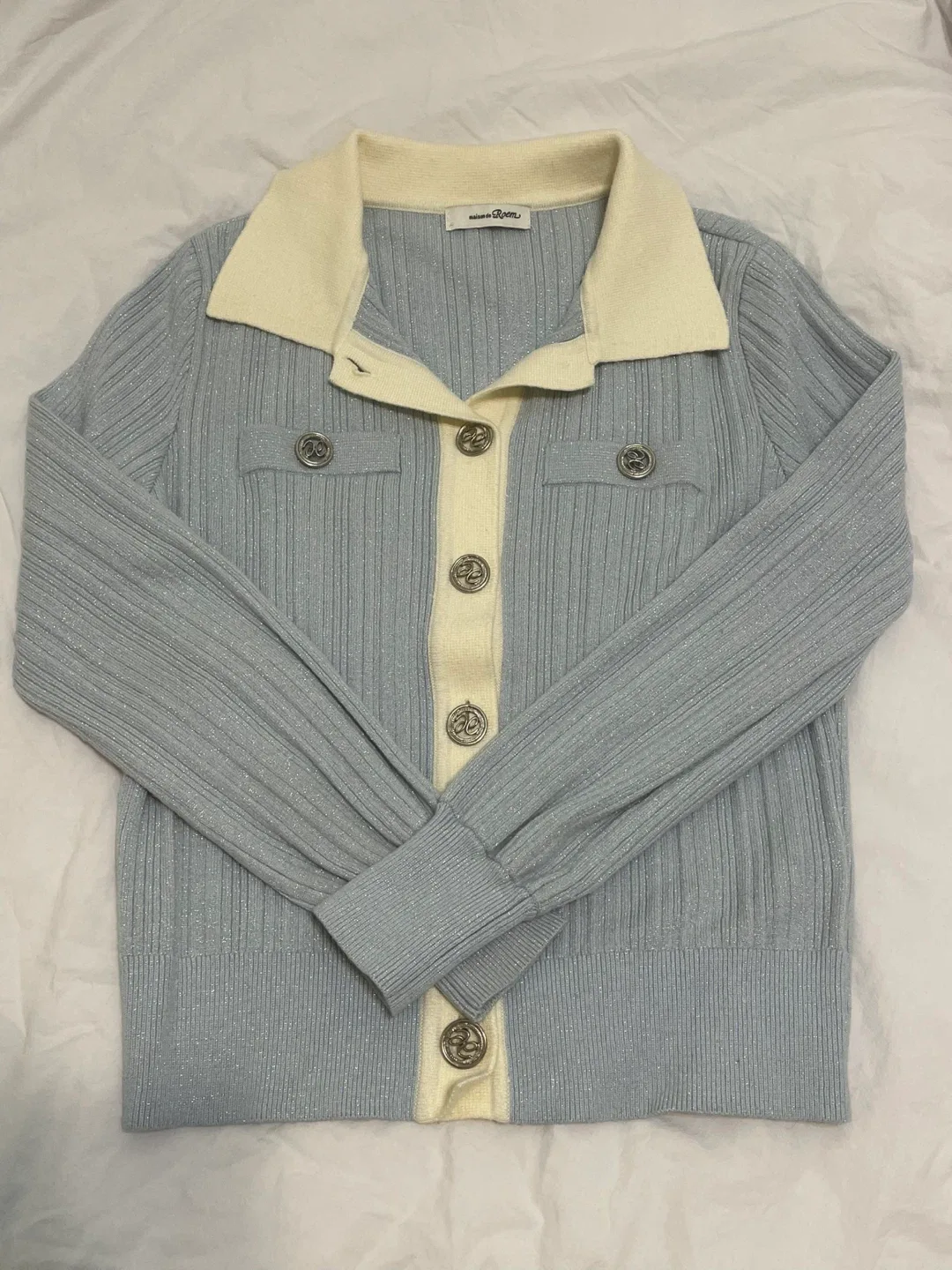 Light blue Cardigan, Blue & Cream image indicator(3)