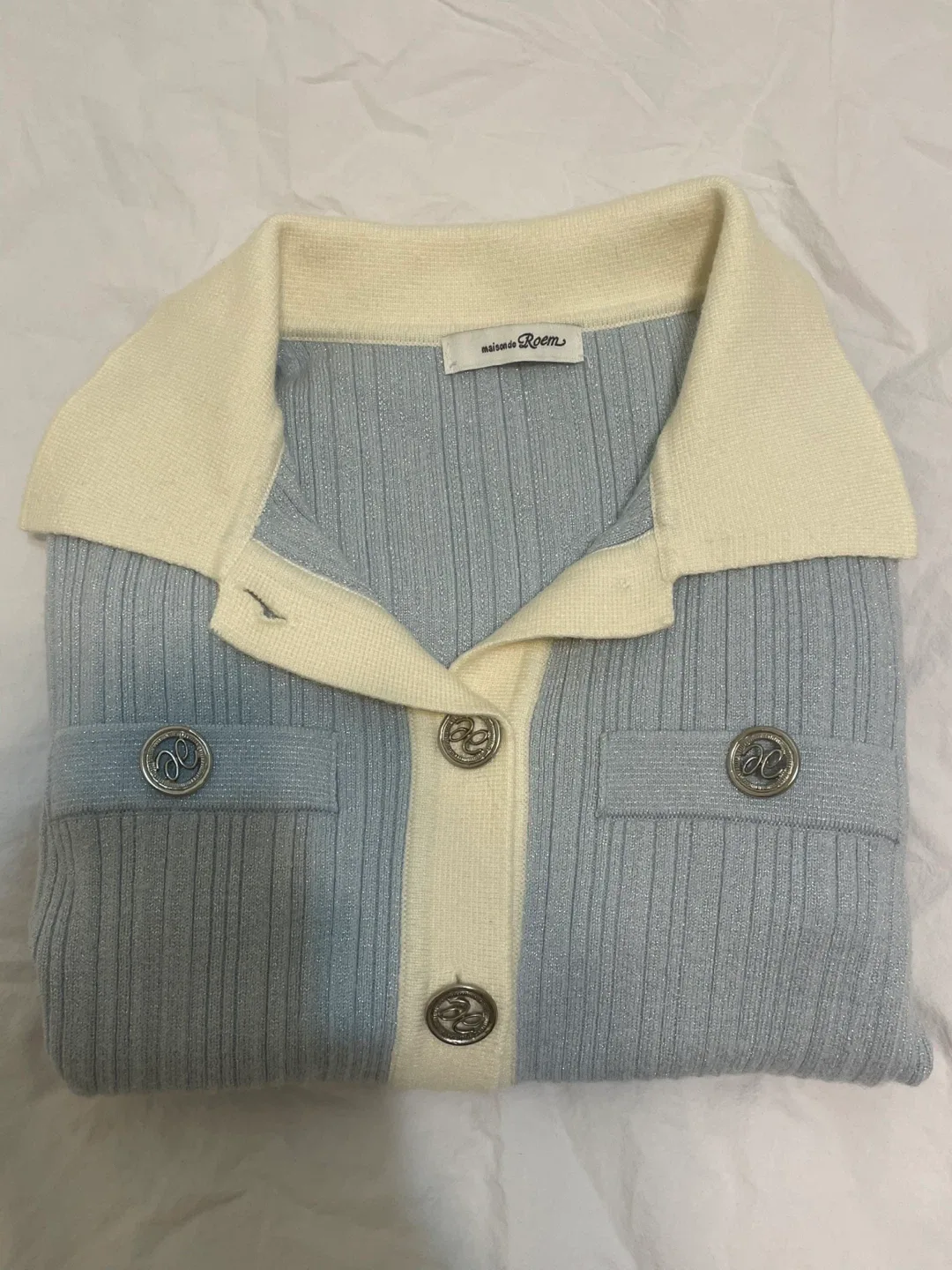 Light blue Cardigan, Blue & Cream image indicator(2)
