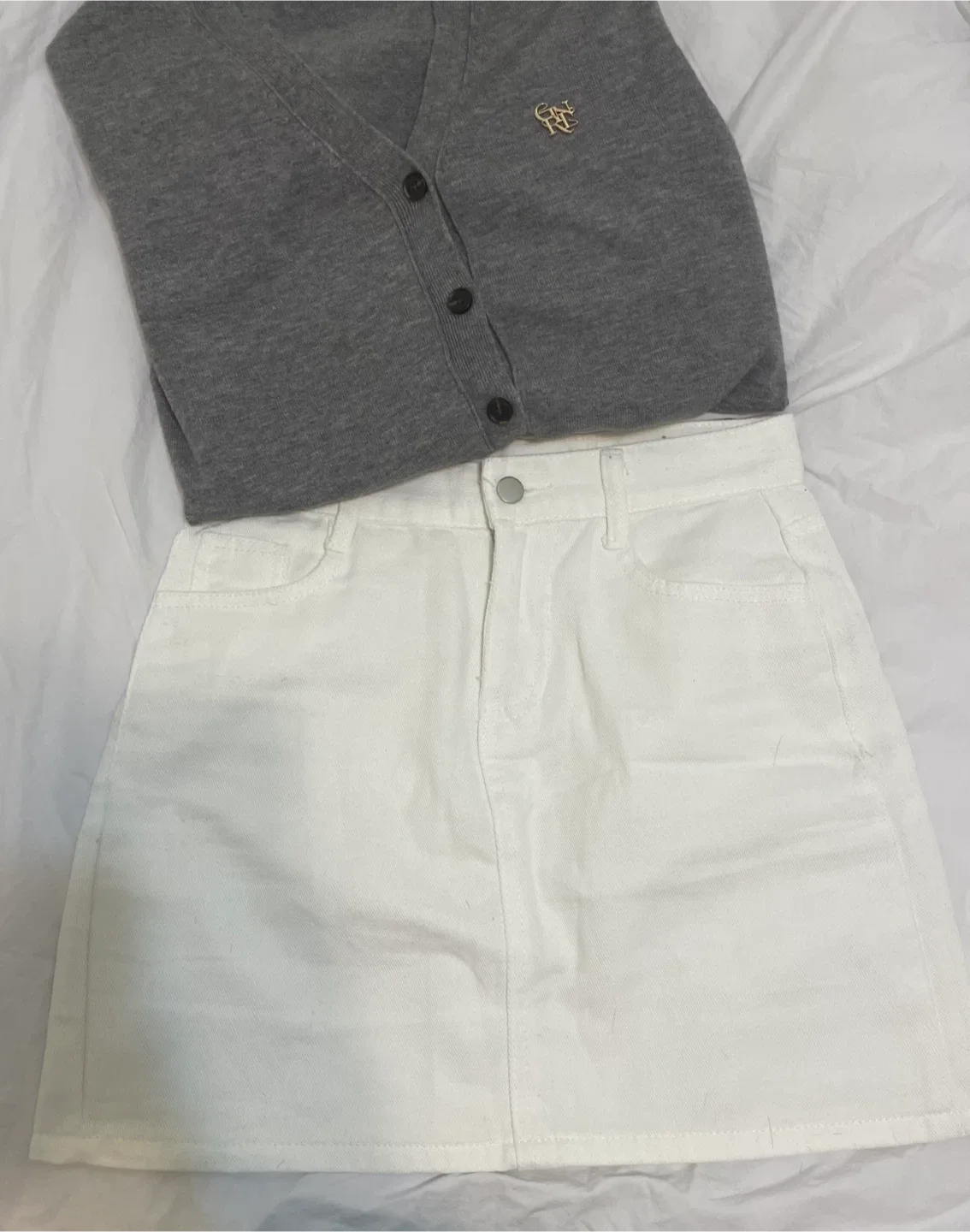 White Denim Mini Skirt