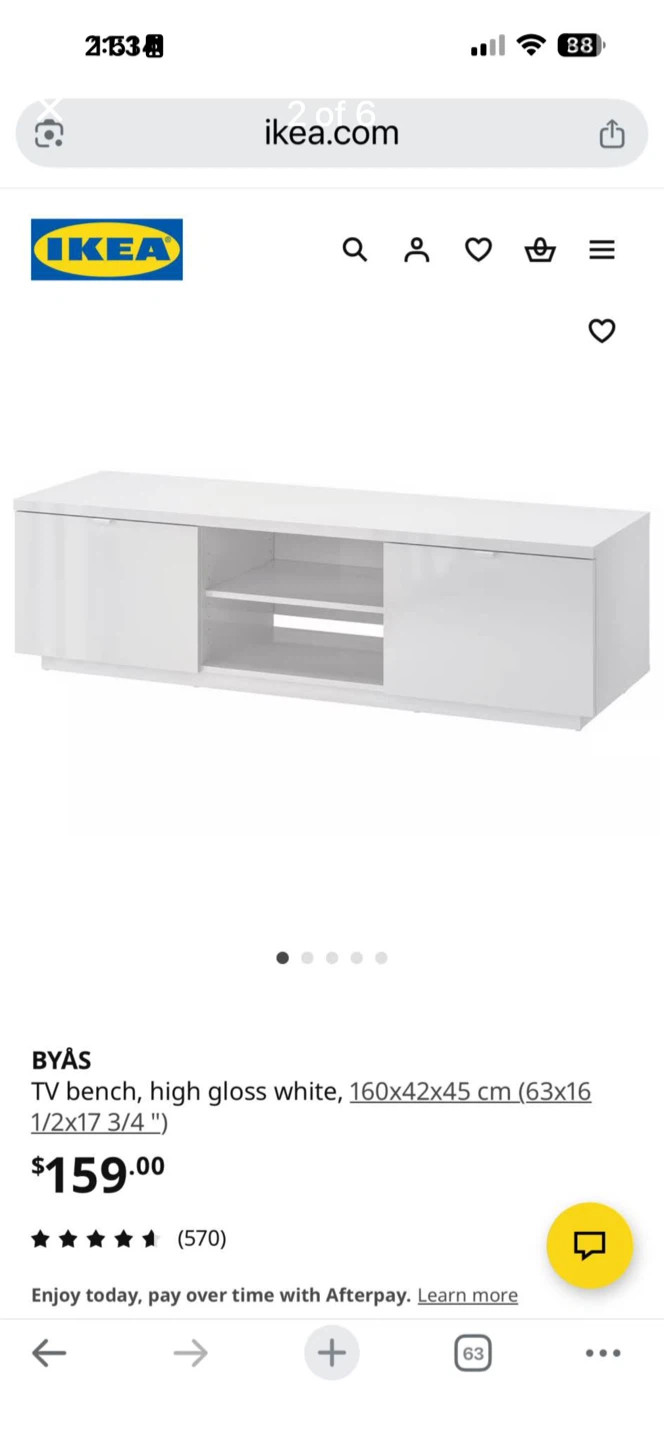 IKEA BYÅS TV Bench - High Gloss White - photo 5