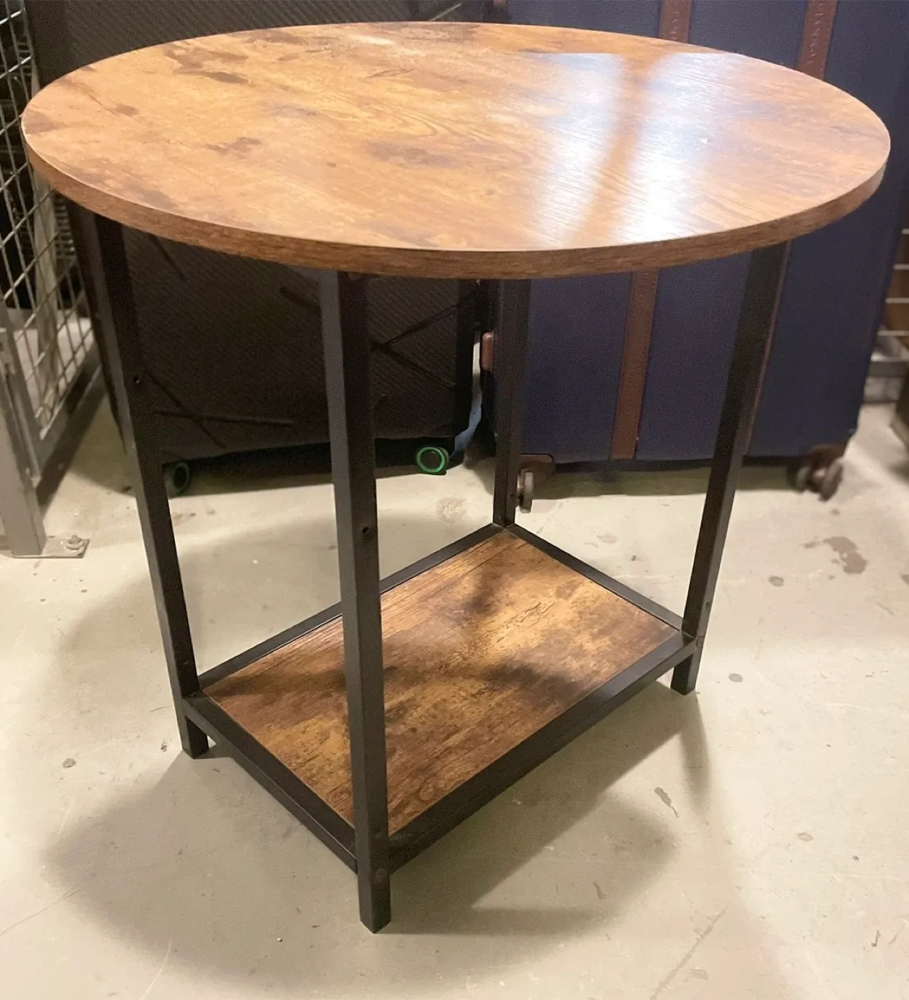 Round End Table with Shelf