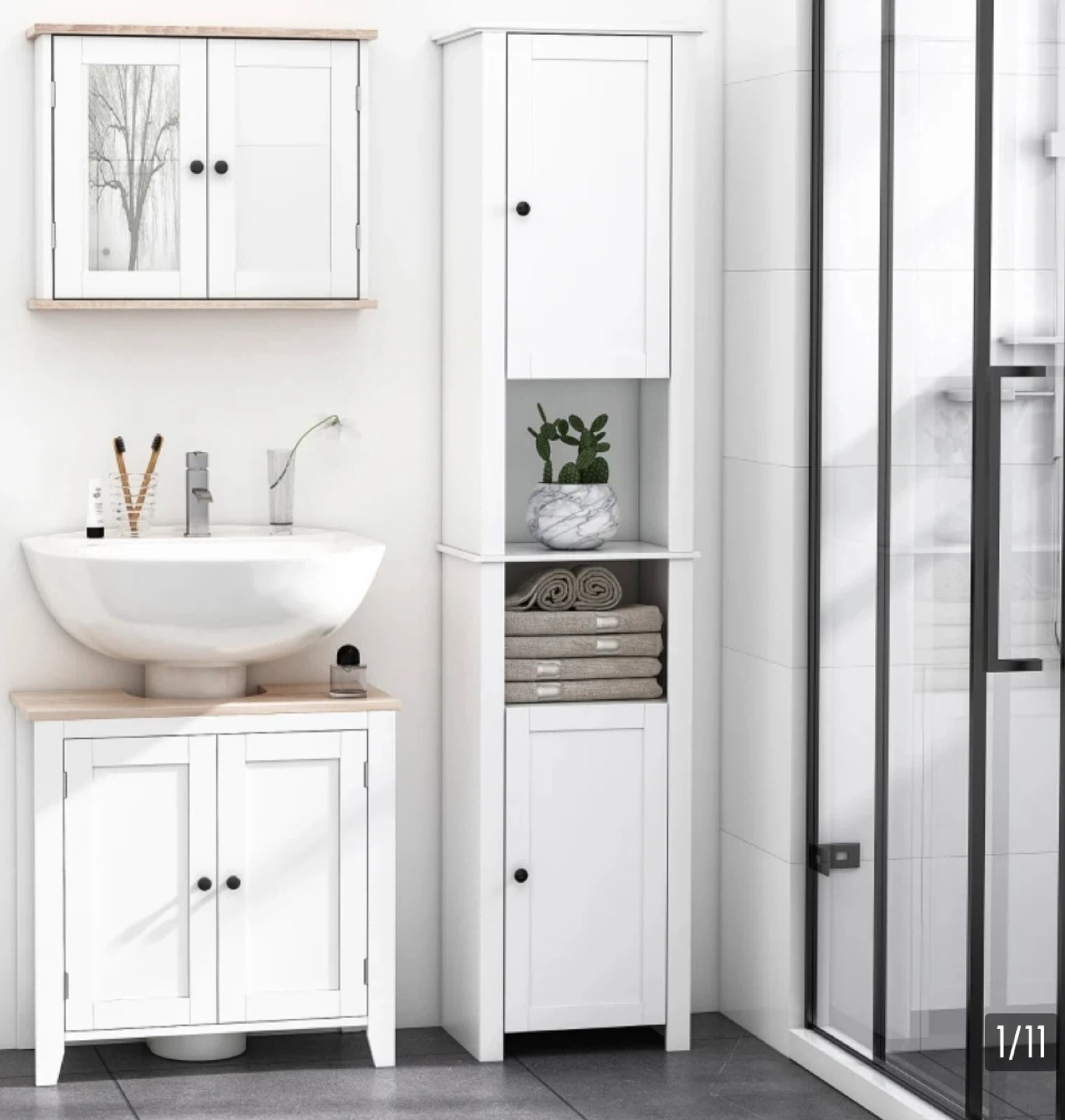 HOMCOM Freestanding Bathroom Storage Cabinet
