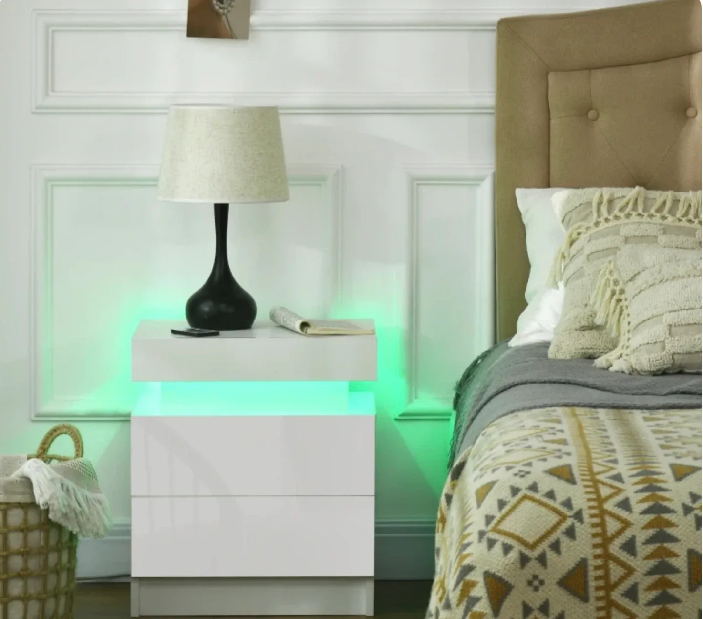 HOMCOM Nightstand with LED Lights