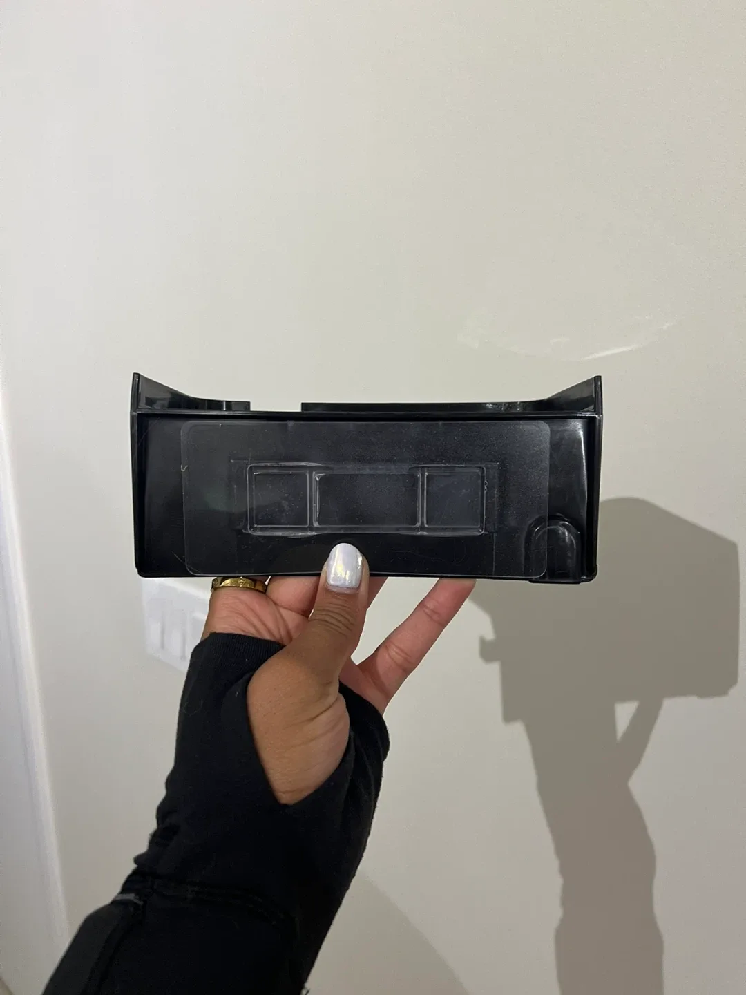 Black Plastic Toilet Paper Holder with Shelf image indicator(3)