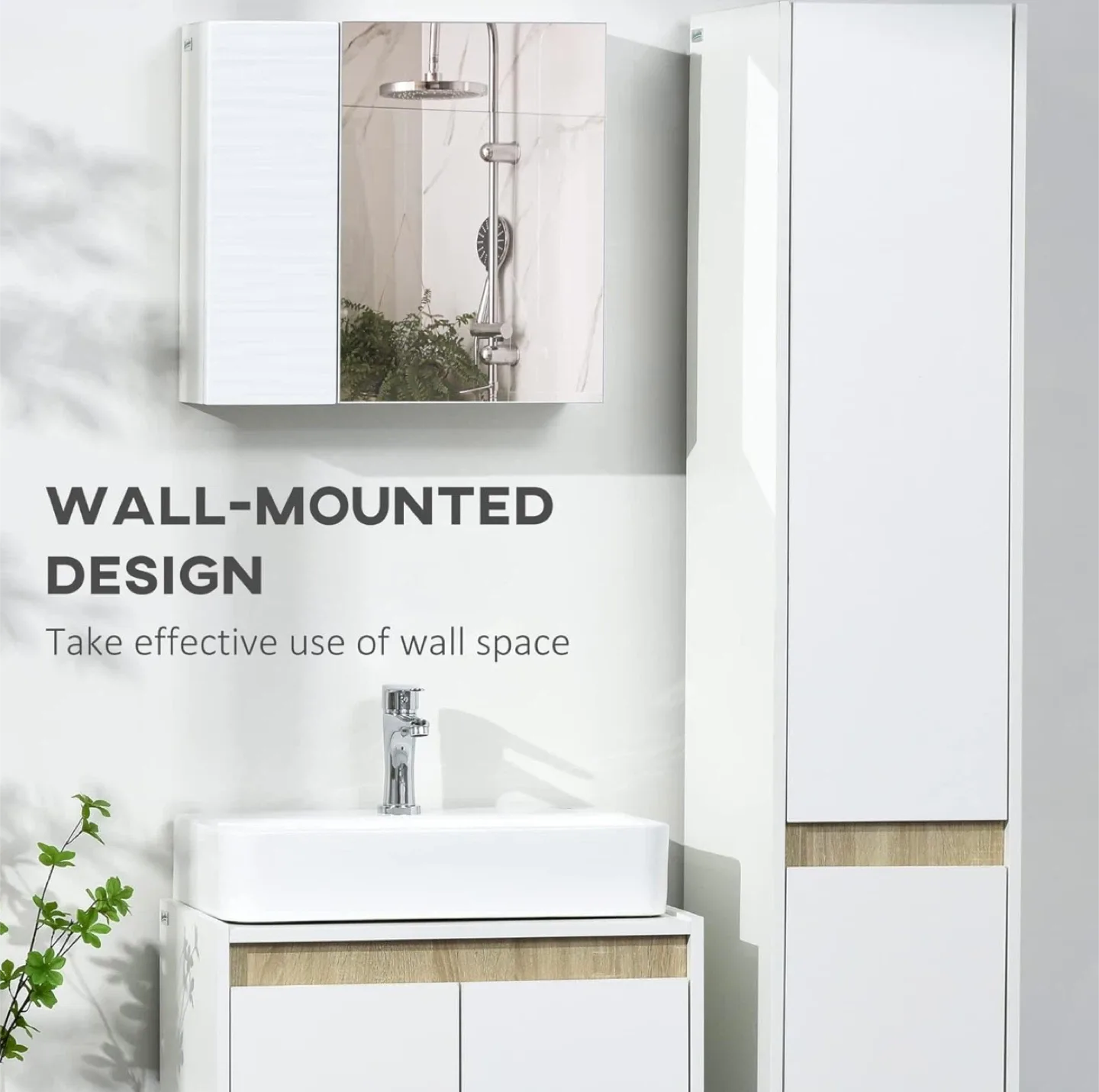 kleankin Medicine Cabinet with Mirror image indicator(3)