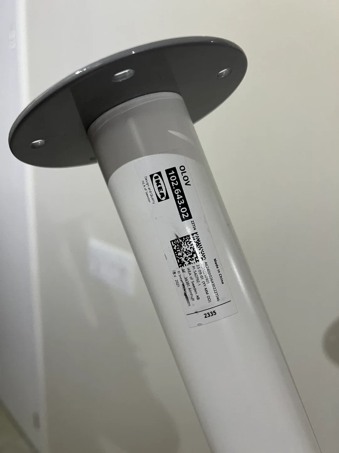 *ONE* IKEA OLOV Adjustable Table Leg - White image indicator(2)