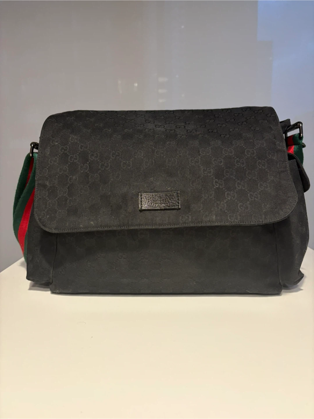 Gucci Black GG Canvas Messenger Bag