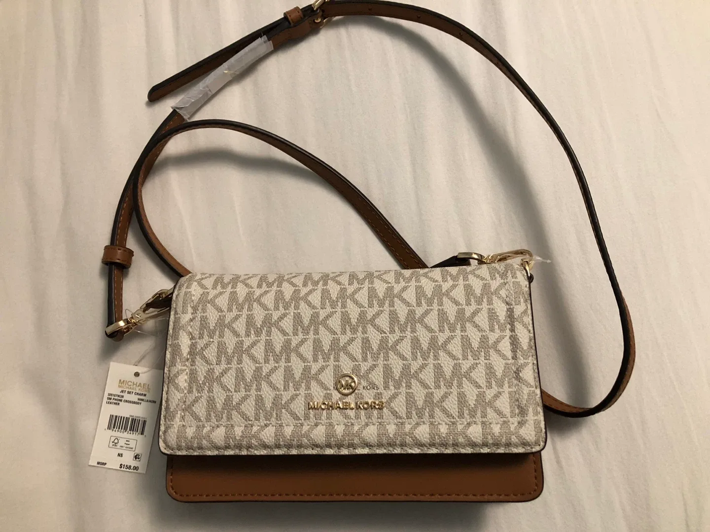 Michael Kors Jet Set Charm Phone Crossbody - Vanilla/Acorn image indicator(4)