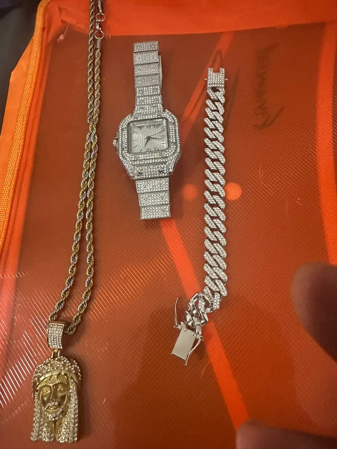 Diamond Watch, Jesus Pendant, and Bracelet Set image indicator(5)