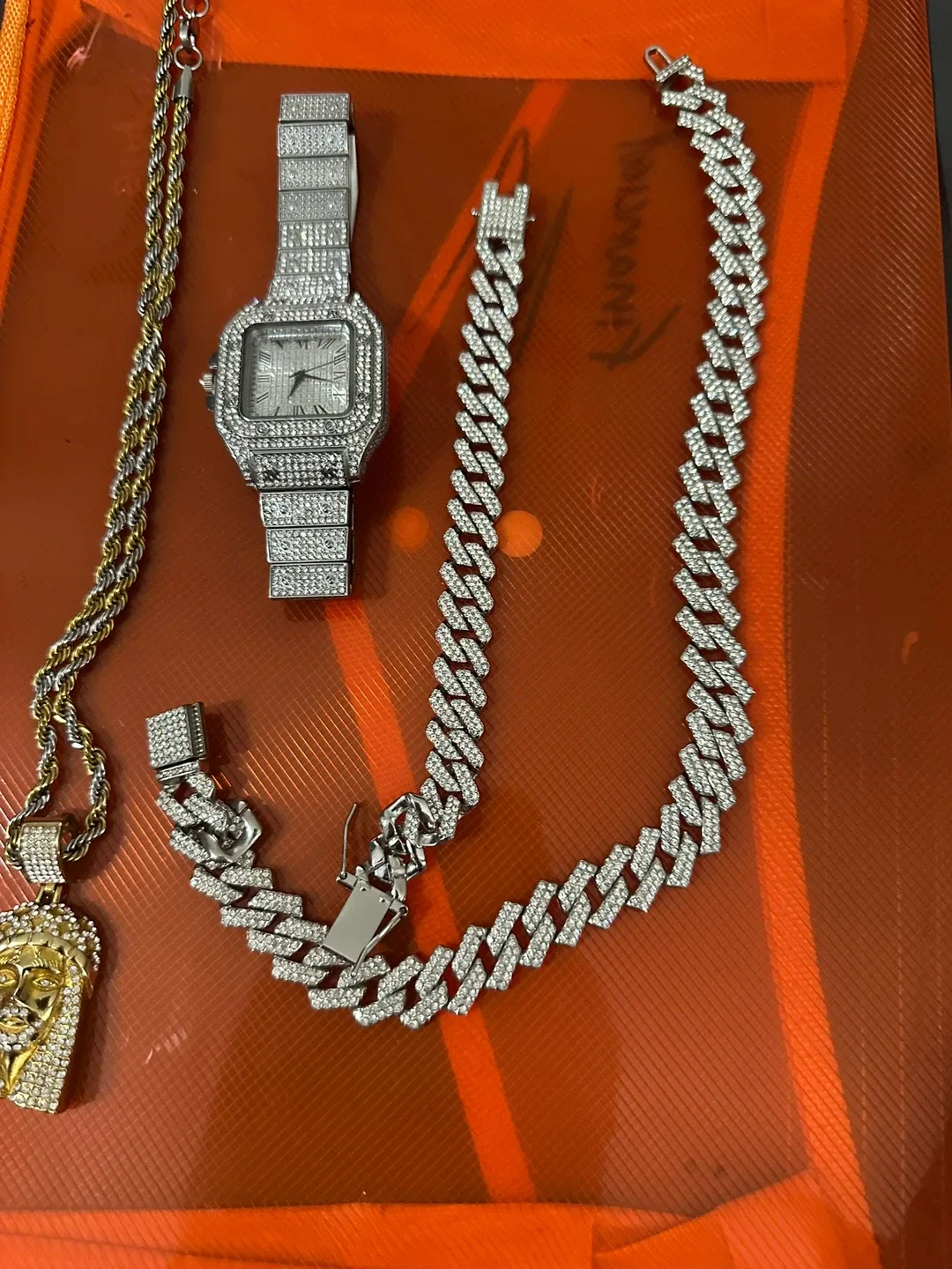 Diamond Watch, Jesus Pendant, and Bracelet Set image indicator(3)