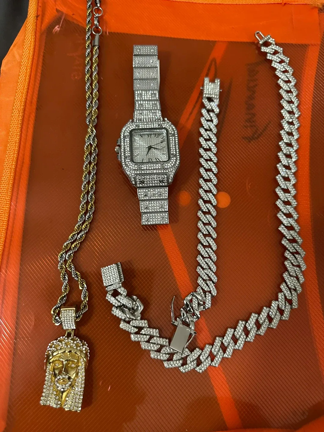 Diamond Watch, Jesus Pendant, and Bracelet Set image indicator(4)