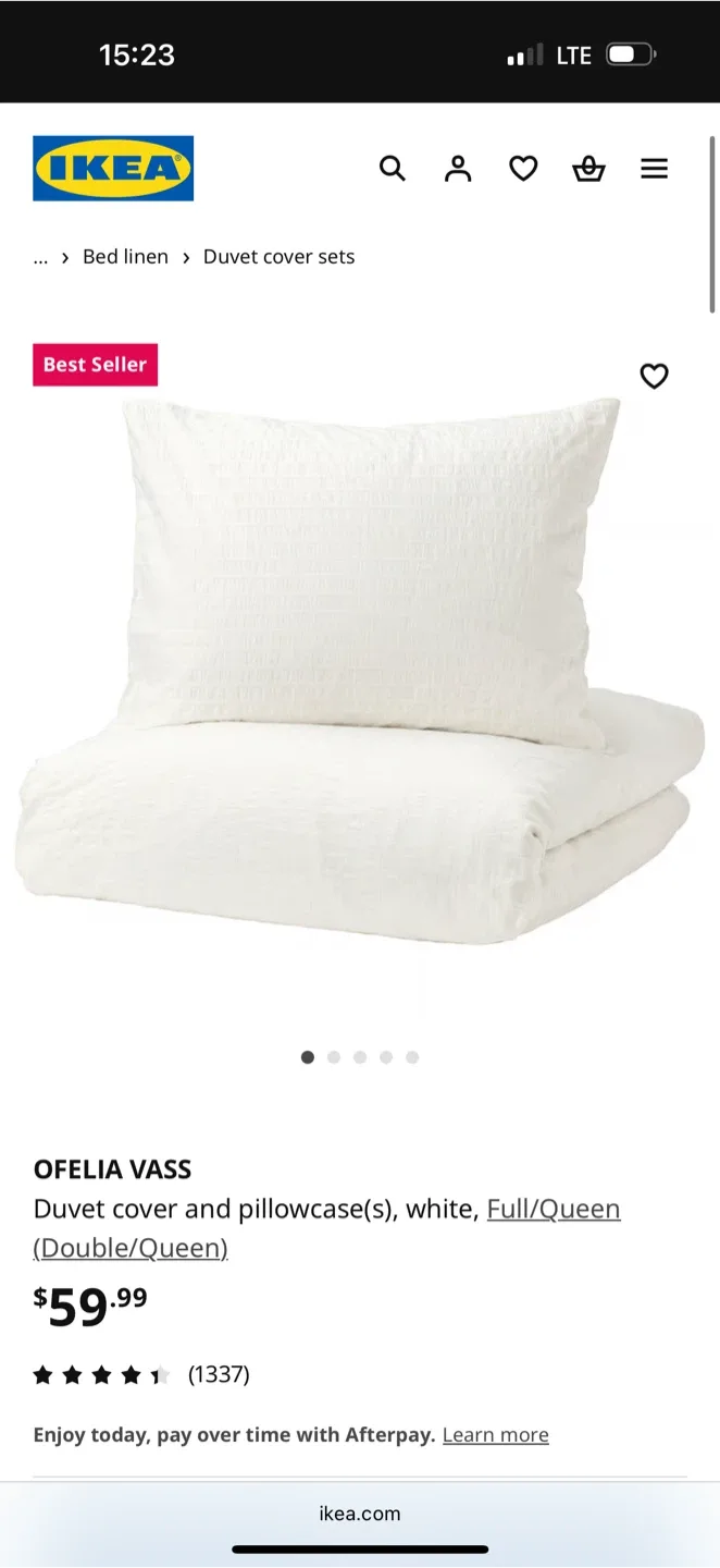 IKEA Ofelia Vass Full/Queen Duvet Cover Set - White image indicator(3)