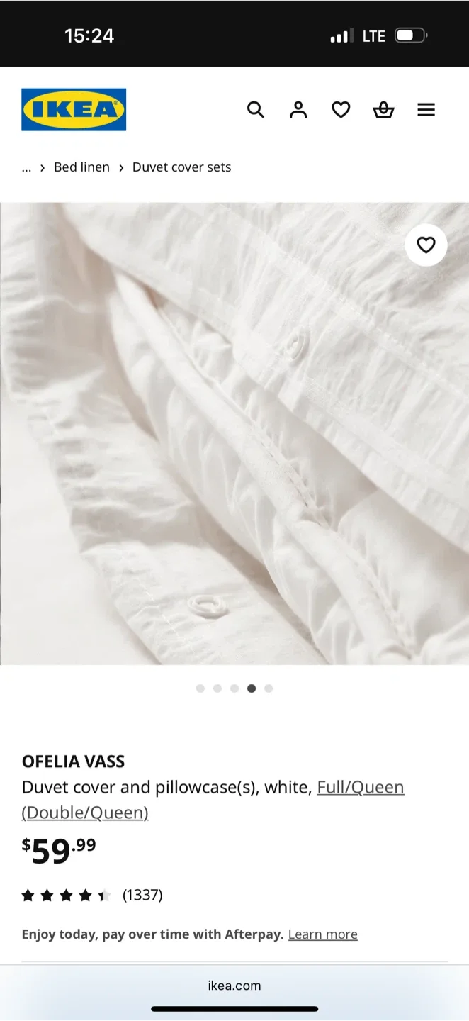 IKEA Ofelia Vass Full/Queen Duvet Cover Set - White image indicator(6)