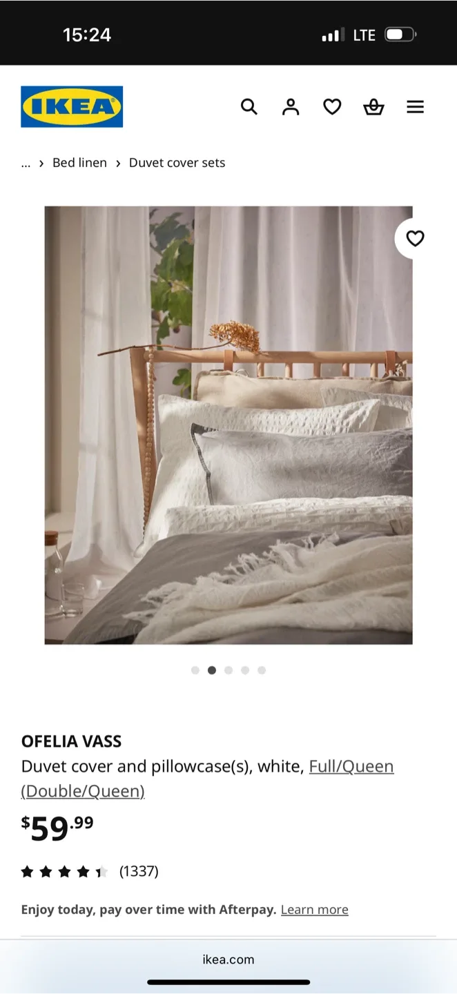 IKEA Ofelia Vass Full/Queen Duvet Cover Set - White image indicator(4)