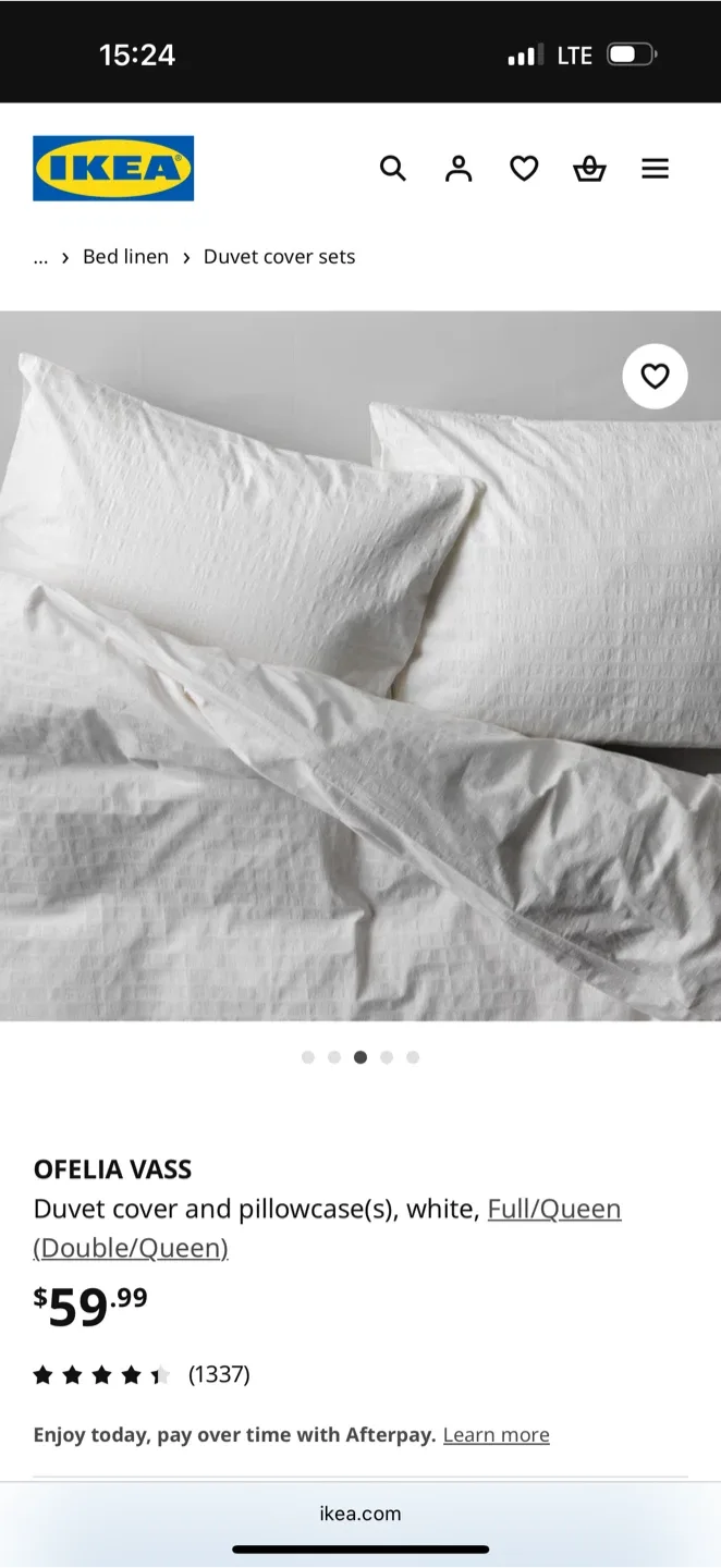 IKEA Ofelia Vass Full/Queen Duvet Cover Set - White image indicator(5)
