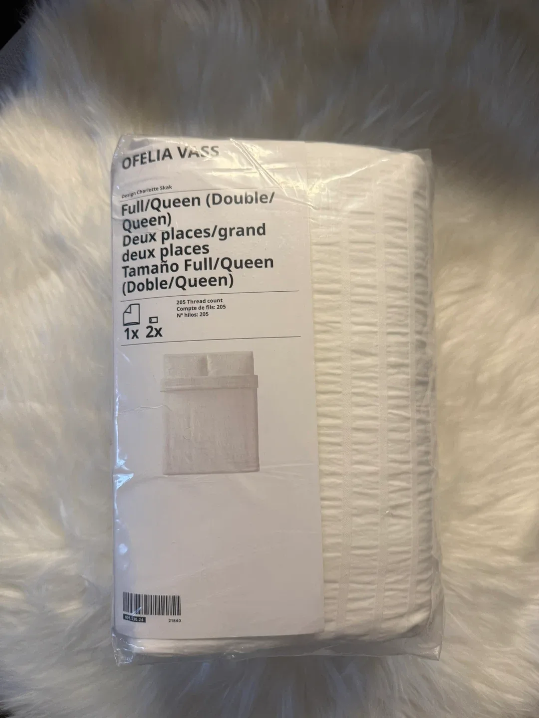 IKEA Ofelia Vass Full/Queen Duvet Cover Set - White thumbnail