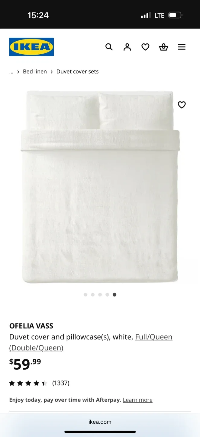 IKEA Ofelia Vass Full/Queen Duvet Cover Set - White image indicator(7)