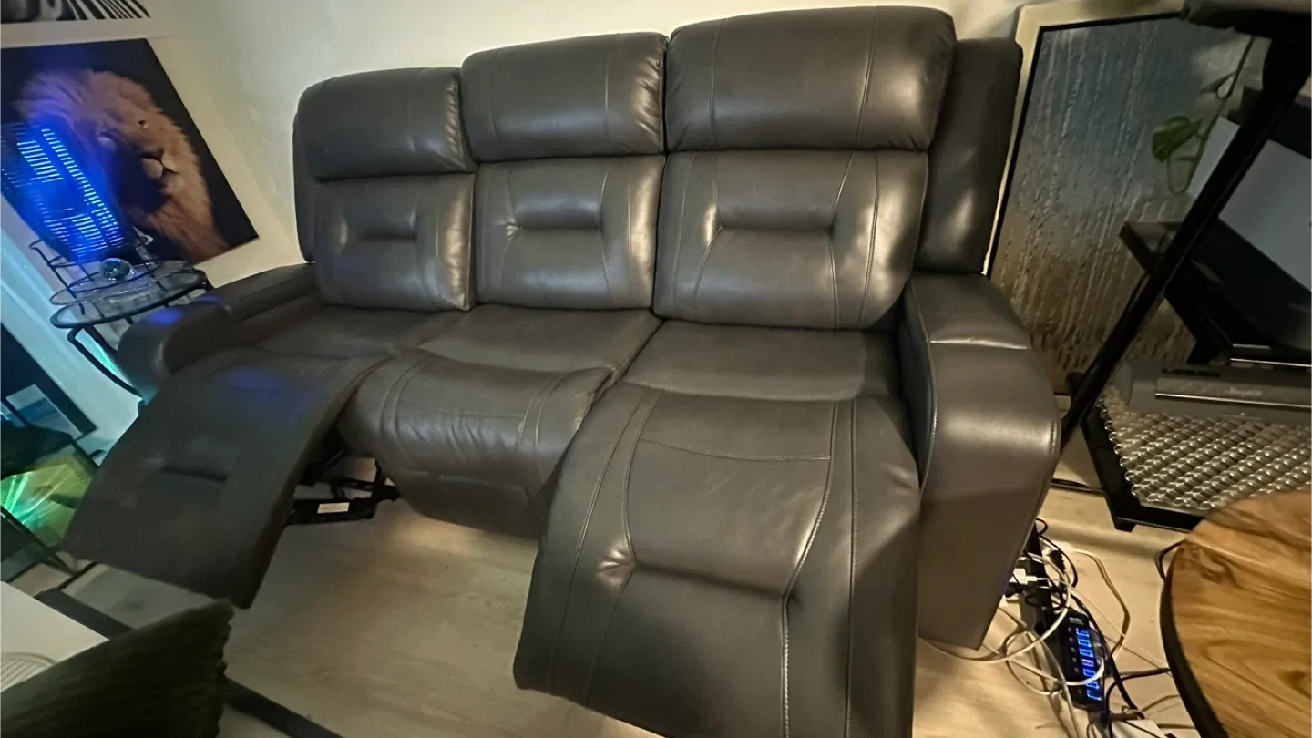 Grey Leather Reclining Sofa image indicator(2)